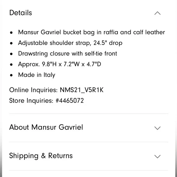 Mansur Gavriel Mini Drawstring Raffia Bucket Bag - EUC! - Picture 5 of 10